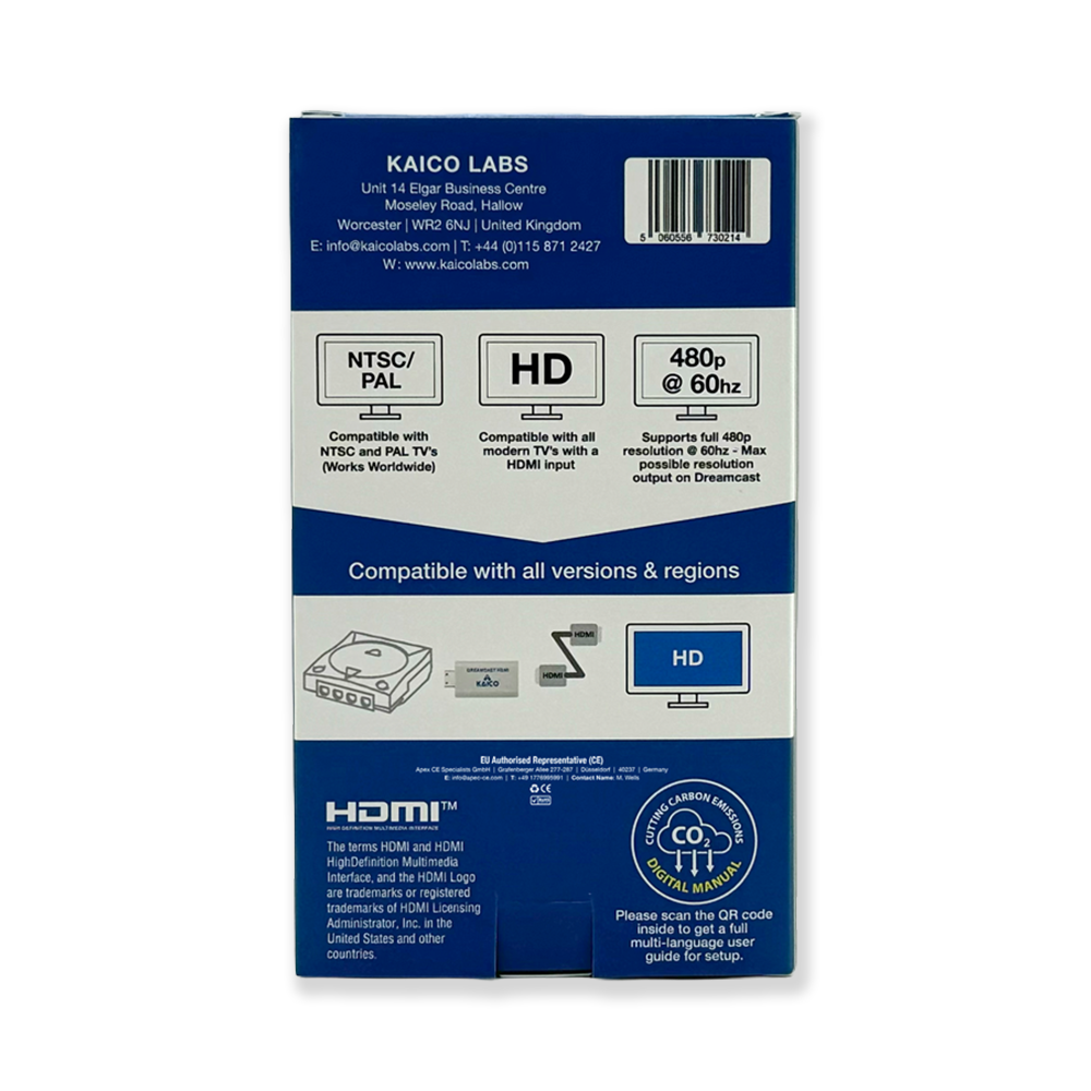 box for dreamcast hdmi adapter compatible with ntsc/pal tvs, 480p @ 60hz
