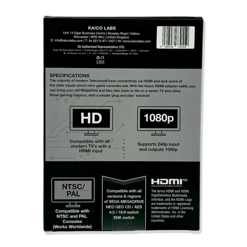 box for sega genesis/megadrive hdmi adapter with 16:9 and 4:3 switch