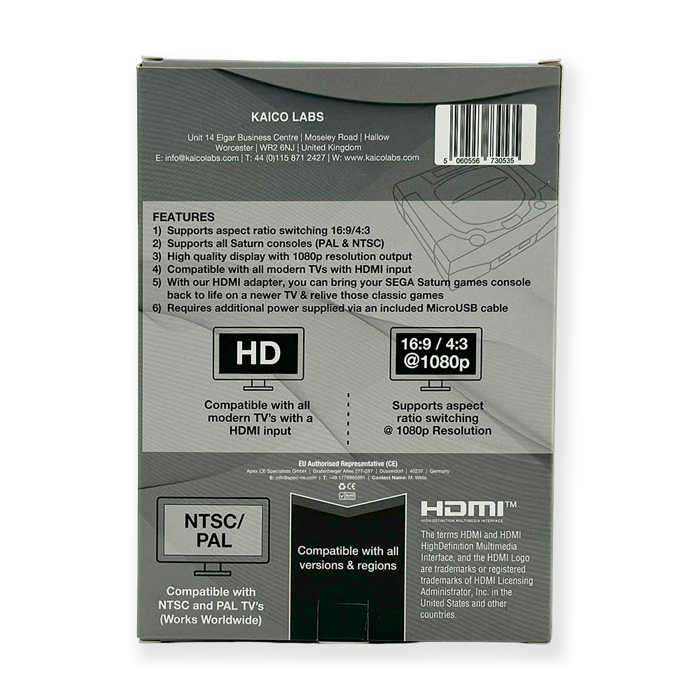 sega saturn hdmi cable, 16:9 and 4:3 modes supported