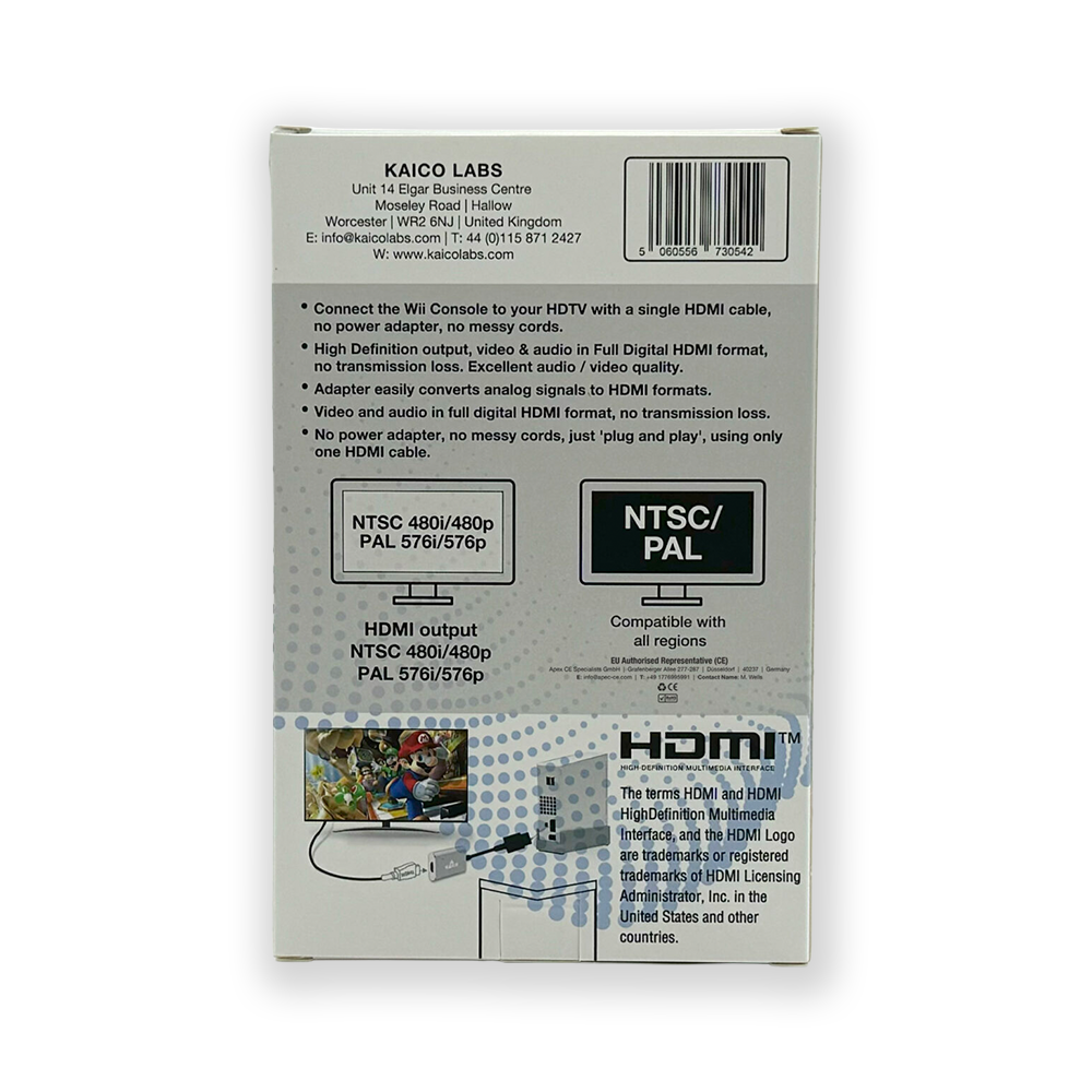 wii hdmi, hdmi output 408i/480p, compatible with all regions