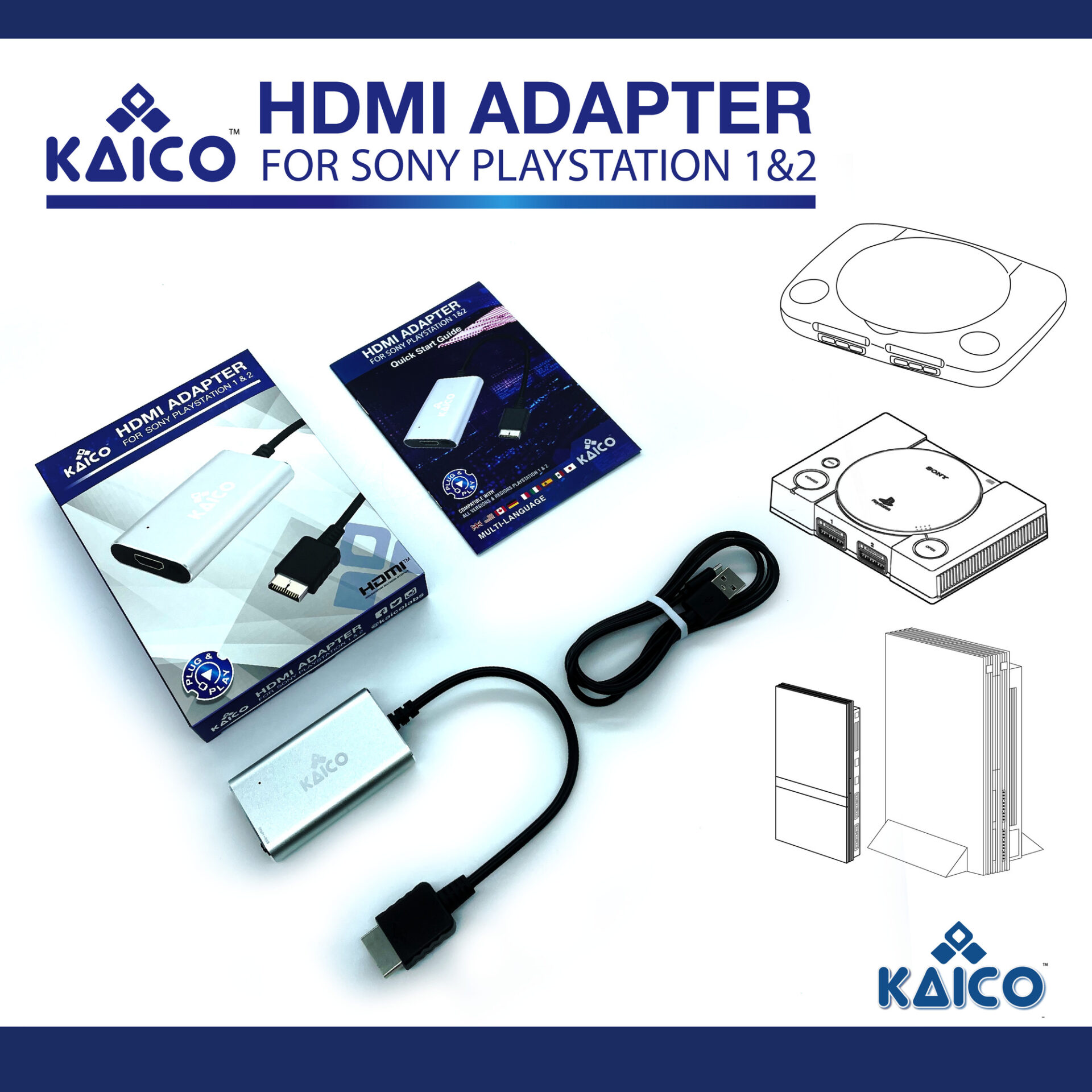 Kaico Edición - Playstation 2 PS2 Convertidor HDMI - PS2 a HDMI - Adaptador  convertidor de componentes a HDMI - Juega Playstation 2 en tu televisor