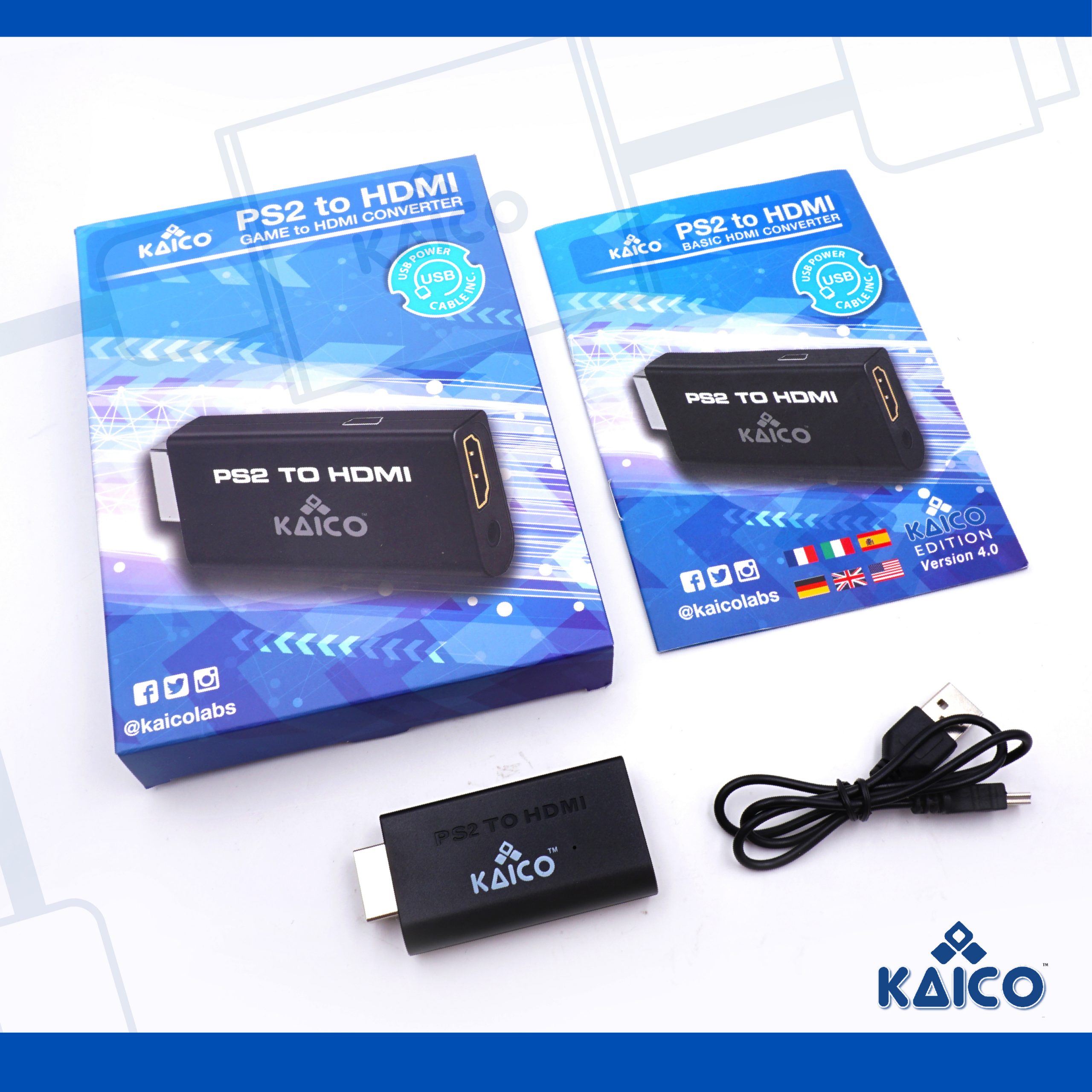  Kaico Edition - Playstation 2 PS2 HDMI Converter - PS2 to HDMI  - Component to HDMI Converter Adaptor - Play Playstation 2 on Your HDMI TV  - Retro Gaming PS2 HDMI Converter Adapter : Video Games